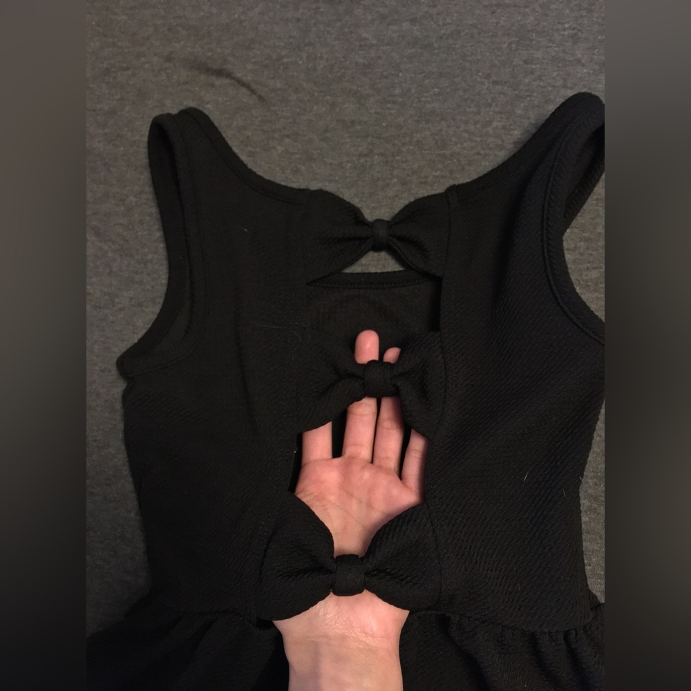 Girls black bow back dress
